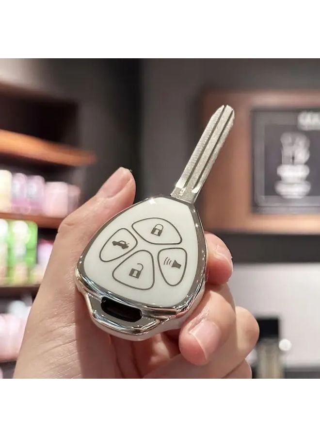 غطاء مفتاح TPU وردي مع سلسلة مفاتيح لسيارات تويوتا فينزا وكامري وكورولا وإكسسوارات مفاتيح السيارات الذكية - Image 3